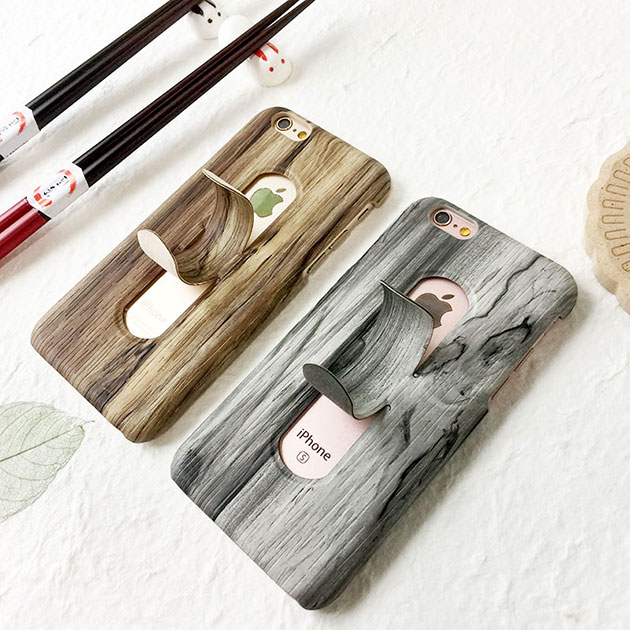 เคส iPhone 7 เคส 7 Plus ลายไม้ พร้อมขาตั้ง